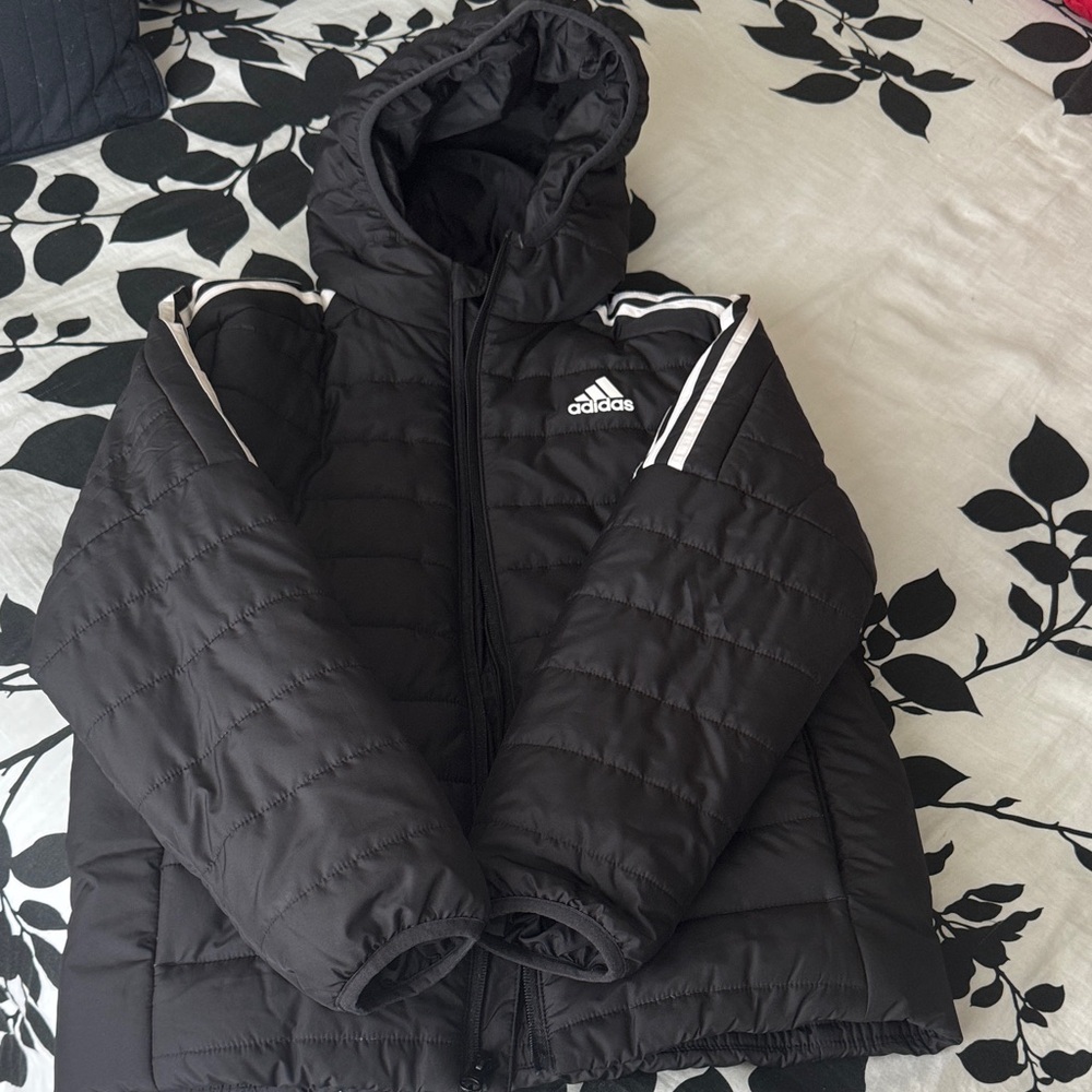 Adidas Kids Black Puffer Jacket with Hood